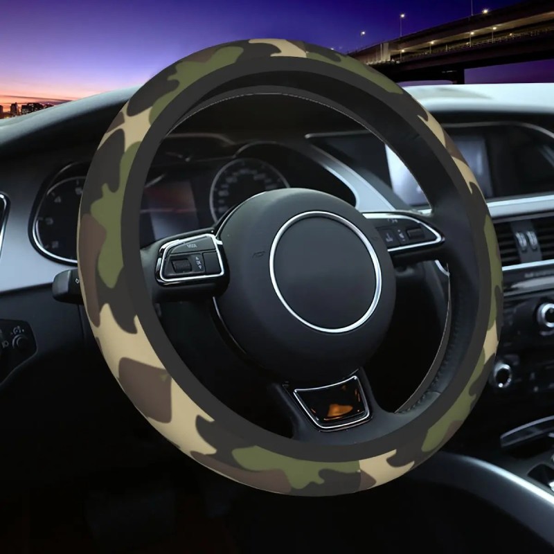 Capa antiderrapante para volante de carro - estampa camuflada