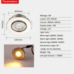 Spots LED de teto - embutidos - COB - 3W - 10 peças