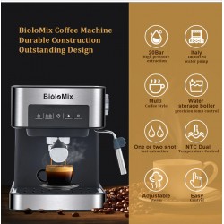 BioloMix - máquina de café - para café expresso / cappuccino / latte / mocha - com bocal de leite - 20 Bar