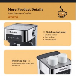 BioloMix - máquina de café - para café expresso / cappuccino / latte / mocha - com bocal de leite - 20 Bar