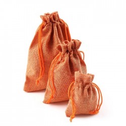 Sacos de presente de Natal em linho - com cordão - 10 peças -