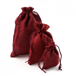 Sacos de presente de Natal em linho - com cordão - 10 peças -