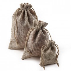 Sacos de presente de Natal em linho - com cordão - 10 peças -