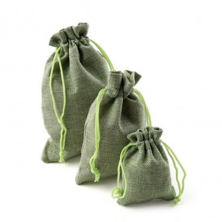 Sacos de presente de Natal em linho - com cordão - 10 peças -