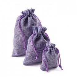 Sacos de presente de Natal em linho - com cordão - 10 peças -