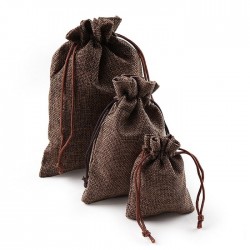 Sacos de presente de Natal em linho - com cordão - 10 peças -