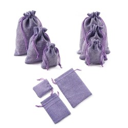 Sacos de presente de Natal em linho - com cordão - 10 peças -
