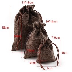 Sacos de presente de Natal em linho - com cordão - 10 peças -
