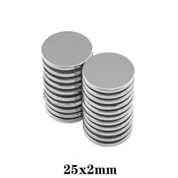 N35 - ímã de neodímio - disco redondo forte - 25 * 2mm - 10 peças