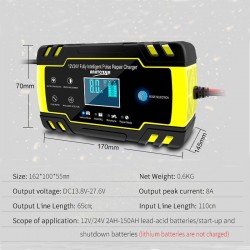 Car battery charger - full automatic - digital LCD - 12V-24V - 8ADiagnosis