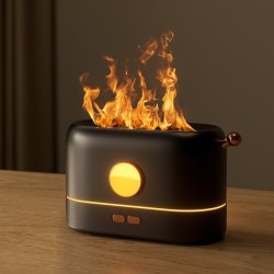 Umidificador de ar ultrassônico - difusor de óleos essenciais - chama LED colorida