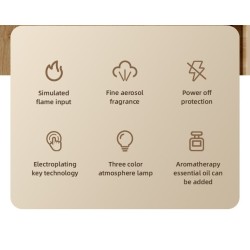 Umidificador de ar ultrassônico - difusor de óleos essenciais - chama LED colorida