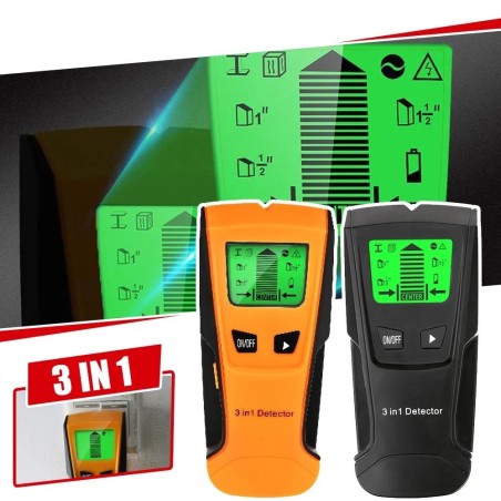 Localizador eletrônico de centro de pino 3 em 1 - detector de fio vivo de metal / CA