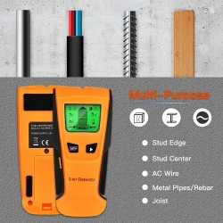 Localizador eletrônico de centro de pino 3 em 1 - detector de fio vivo de metal / CA