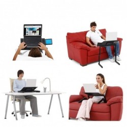 Suporte multifuncional para tablet / laptop - mesa - com mouse pad - ajustável - dobrável