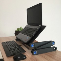 Suporte multifuncional para tablet / laptop - mesa - com mouse pad - ajustável - dobrável