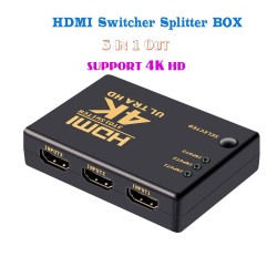 3 Portas - Divisor HDMI - Ultra HD - DVD HDTV Xbox PS3 PS4 PS5 - 4K