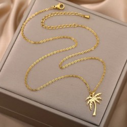 Colar palmeira - ouro - prata 45 cm