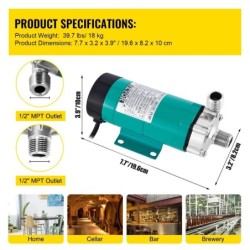 Fabricação de cerveja caseira MP-15RP - pompa magnética - produto comestível