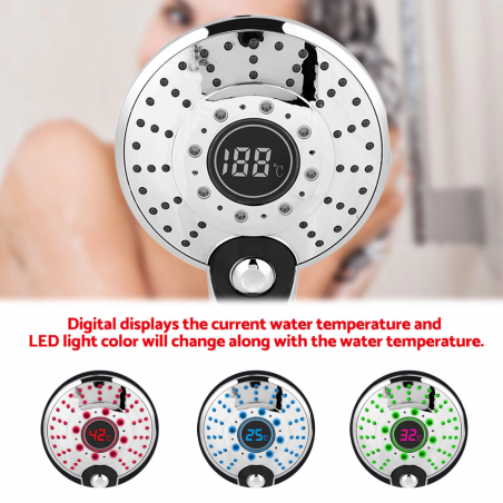 Chuveiro digital com led de 3 cores - controlador de temperatura