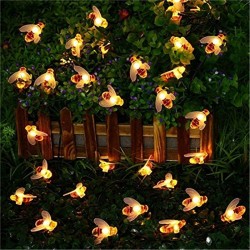 Luzes LED com abelhas - jardim - movido a energia solar - luzes de Natal