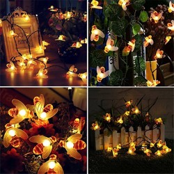 Luzes LED com abelhas - jardim - movido a energia solar - luzes de Natal