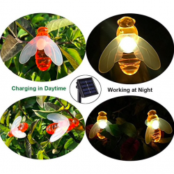Luzes LED com abelhas - jardim - movido a energia solar - luzes de Natal