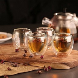 4 peças - Resistente ao calor - xícara de vidro de parede dupla - vidro - chá - expresso - café