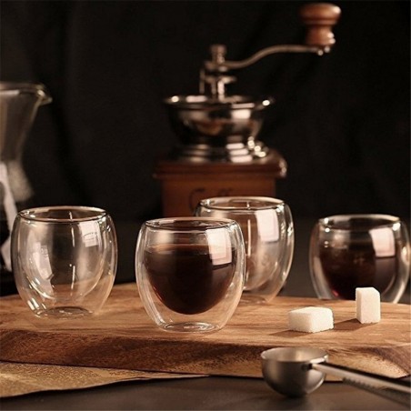 4 peças - Resistente ao calor - xícara de vidro de parede dupla - vidro - chá - expresso - café