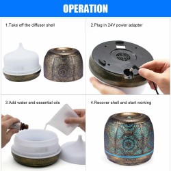 Umidificador de ar moderno - difusor de óleos essenciais - 7 cores claras mutáveis - 500ml