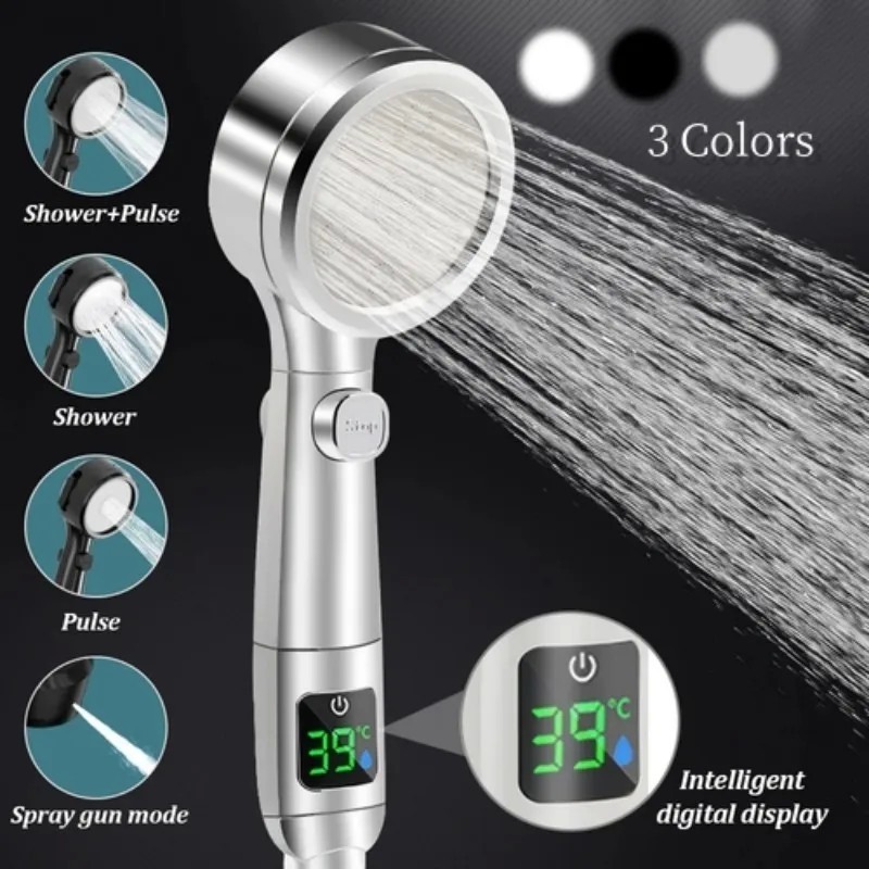 Smart 4Mode Instelbare Led Digitale Temperatuur Display Douchekop Hoge Druk Handheld Badkamer Waterbesparende DouchekopHome
