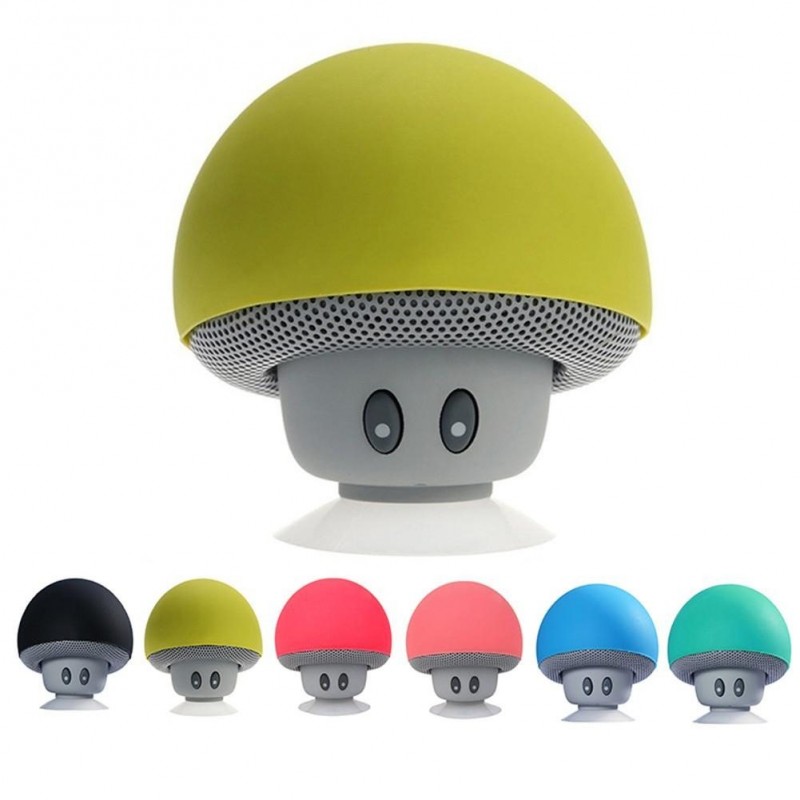Mini caixa de som Bluetooth - sem fio - com ventosa - formato cogumelo