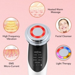 Dispositivo de lifting facial 7 em 1 - microcorrente EMS para pele - rejuvenescimento - facial LED - firmeza do pescoço