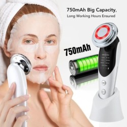 Dispositivo de lifting facial 7 em 1 - microcorrente EMS para pele - rejuvenescimento - facial LED - firmeza do pescoço