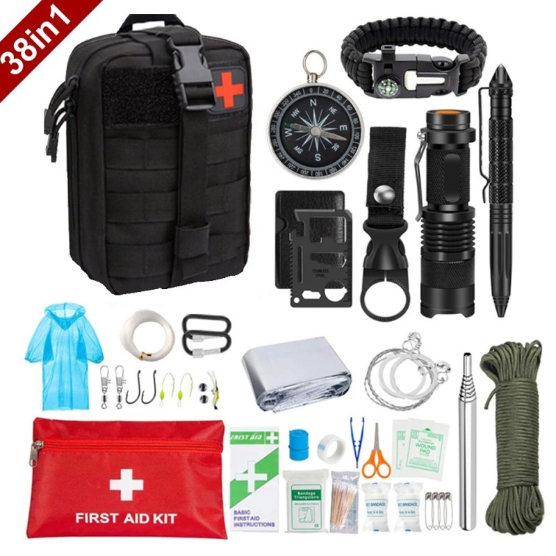 38 in 1 Survival first aid kit - full military set - outdoor gear emergency kitMilitary