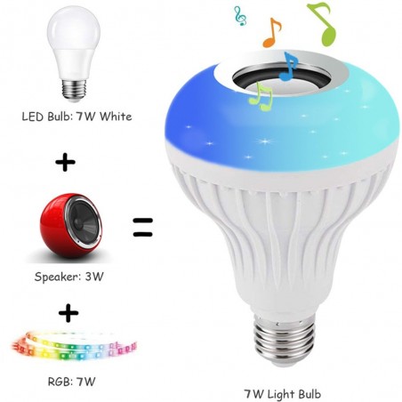 E27 - LED - RGB - Caixa de som Bluetooth - Lâmpada musical com controle remoto