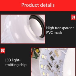 E27 - LED - RGB - Caixa de som Bluetooth - Lâmpada musical com controle remoto