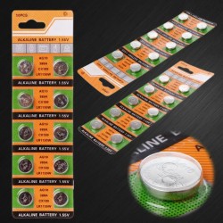 AG10 189 LR54 155V SR54 389 189 LR1130 pilha tipo moeda alcalina 10 unidades