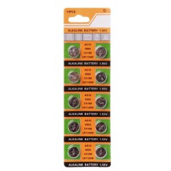 AG10 189 LR54 155V SR54 389 189 LR1130 pilha tipo moeda alcalina 10 unidades