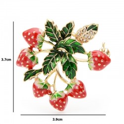 Elegant crystal strawberry brooch with leavesBrooches