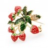 Elegant crystal strawberry brooch with leavesBrooches