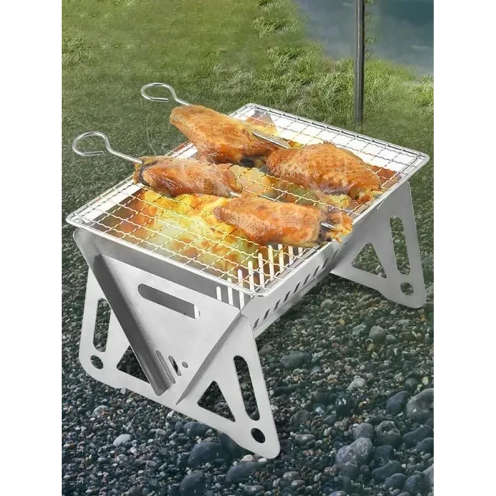 Churrasqueira portátil dobrável grande - aço inoxidável - fogão de camping