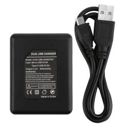 Carregador de bateria de slot de porta dupla para a câmera GoPro Hero 5 com cabo USB