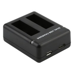 Carregador de bateria de slot de porta dupla para a câmera GoPro Hero 5 com cabo USB