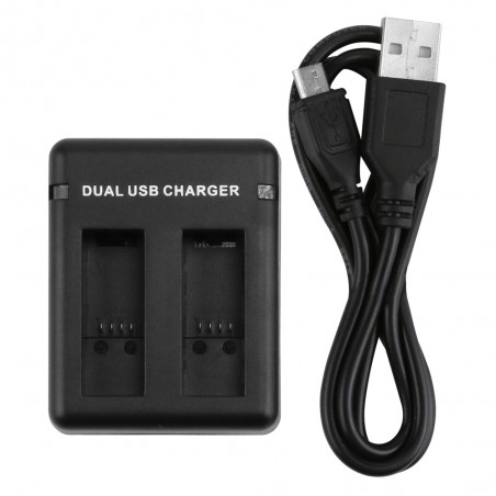 Carregador de bateria de slot de porta dupla para a câmera GoPro Hero 5 com cabo USB