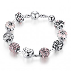 Pulseira de luxo com contas de cristal - 925 prata esterlina
