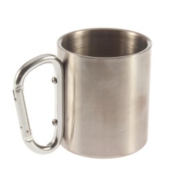 Copo de acampamento de aço inoxidável - caneca - mosquetão de alumínio - 180ml