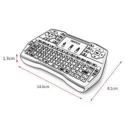 iPazzPort Wireless Mini teclado touchpad com luz de fundo LED |