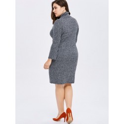 Vestido de inverno casual de pescoço alto tamanho