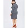 Vestido de inverno casual de pescoço alto tamanho